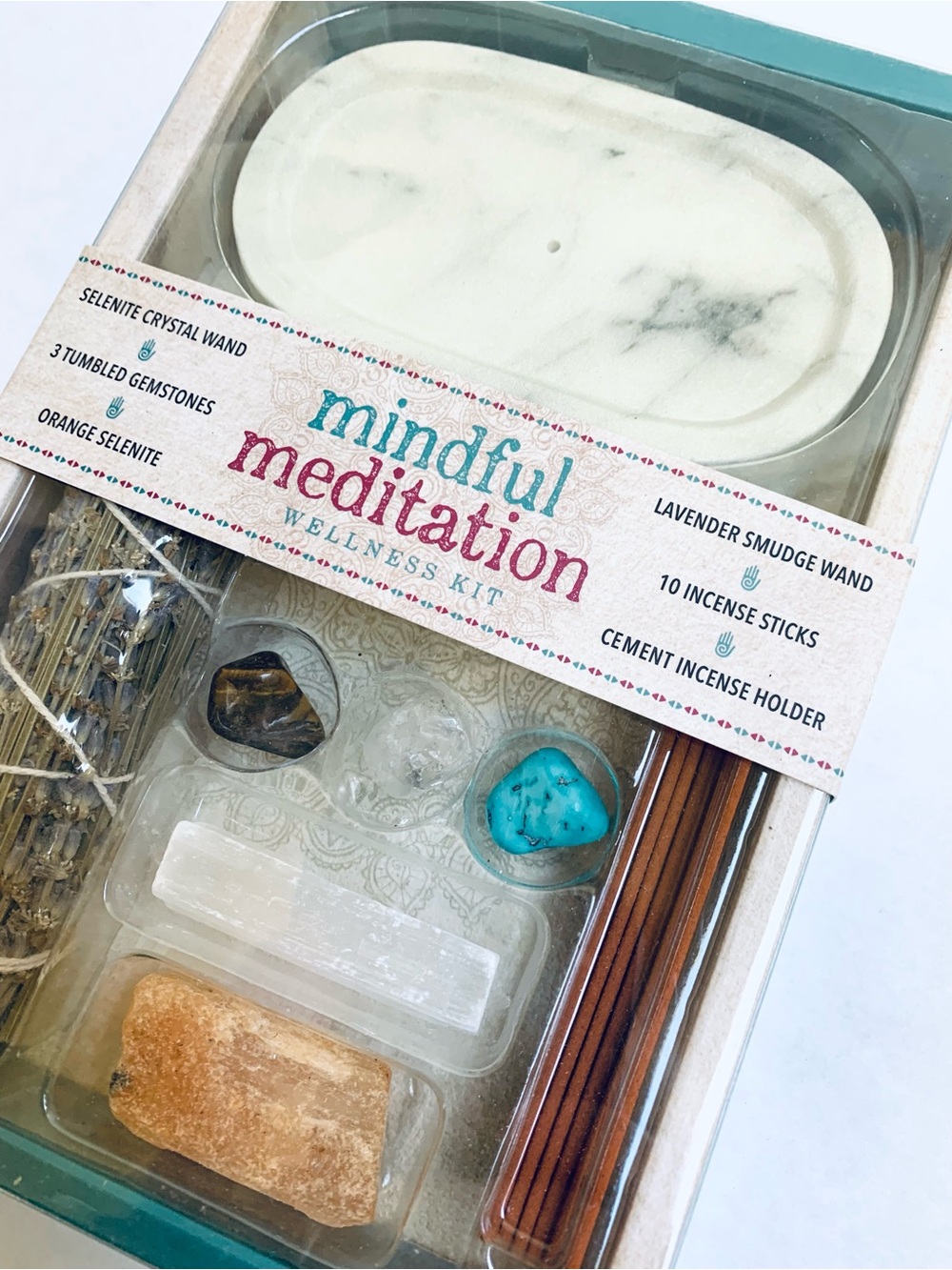 Mindful Meditation Wellness Kit New lavender smudge sage incense crystal incense
